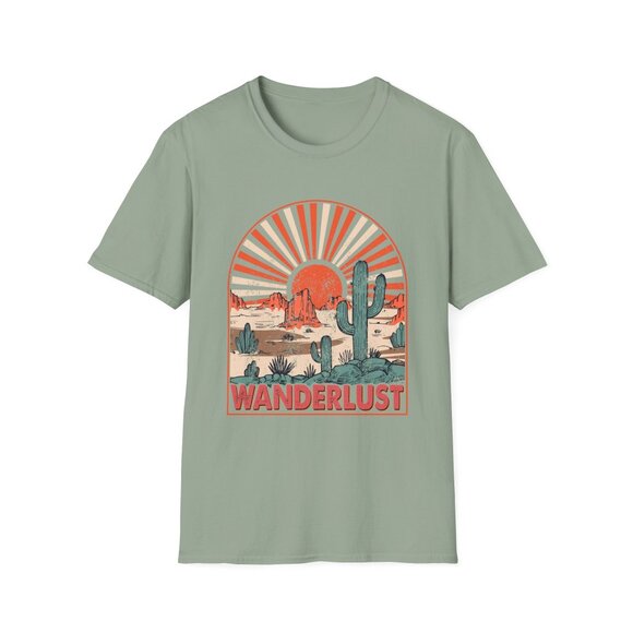 Desert Wanderlust T-Shirt | Women's Cactus Sunset Graphic Tee Boho Vintage Vibe - Picture 3 of 5